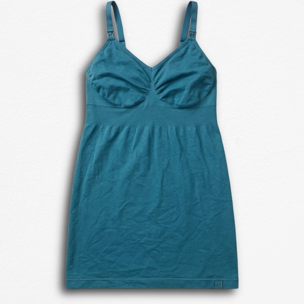 Maternity Nursing Camisole Teal Blue Seamless Ruched Bust Tank Top Size L